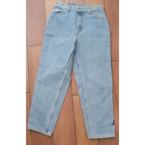 Vintage Levis Trucker Jacket Large Jeans Size 12 Set Denim Embroidered Dragon - Picture 12 of 16